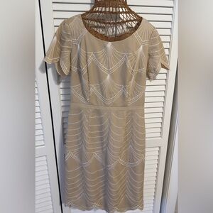 Antonio Melani Classy lined zip dress kaki color excellent preowned sz2 Party